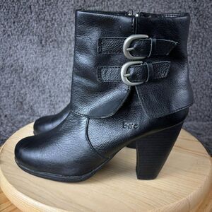 BOC Born Concept Trapise Ankle Boots Womens 8.5 Black Leather Block Heel Bootie